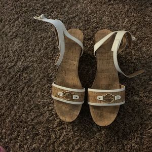 White wedge cork shoes